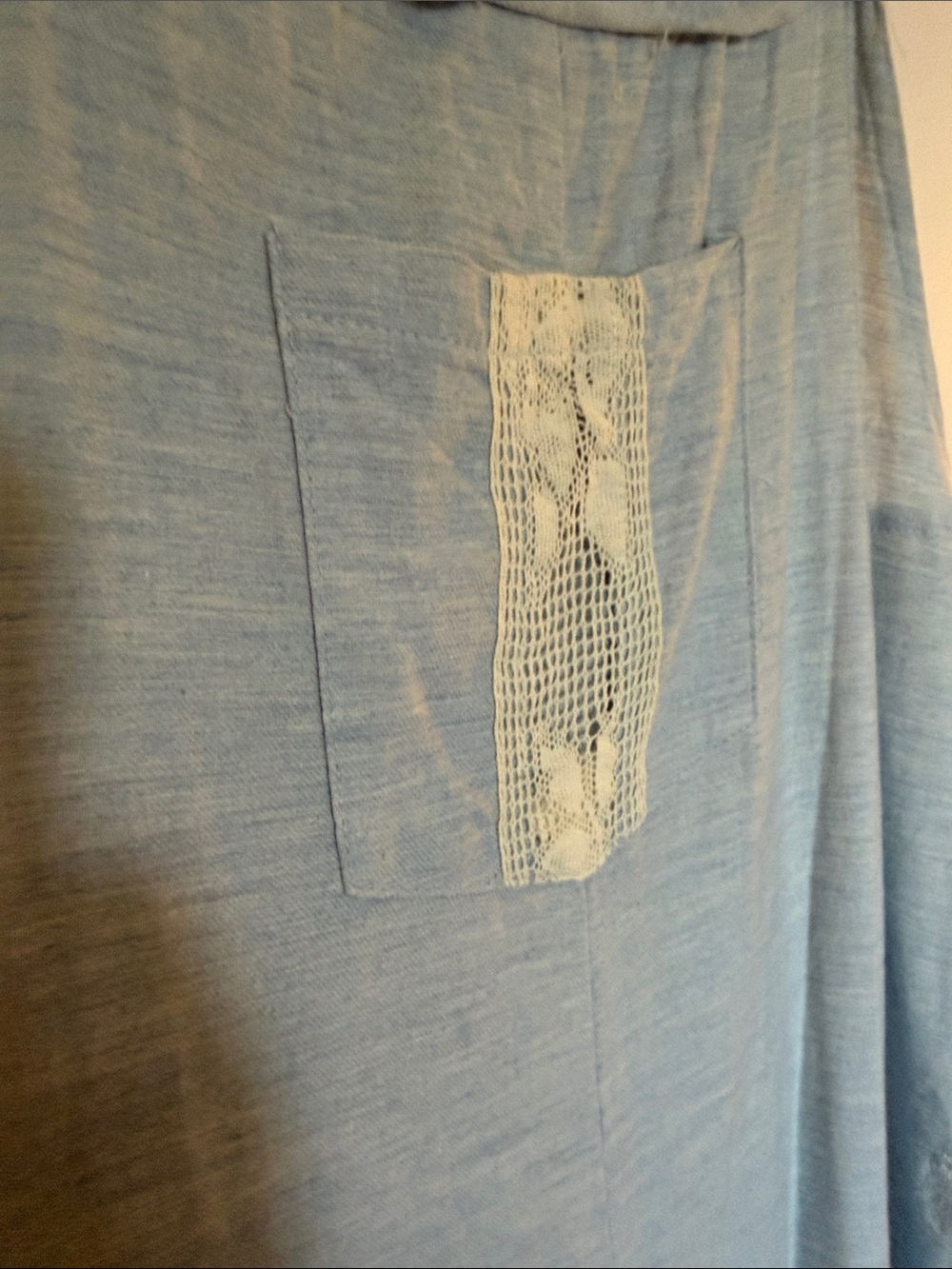 POL Boho Wide-Leg Overalls in Light Blue with Crochet Detailing - Picture 4 of 16